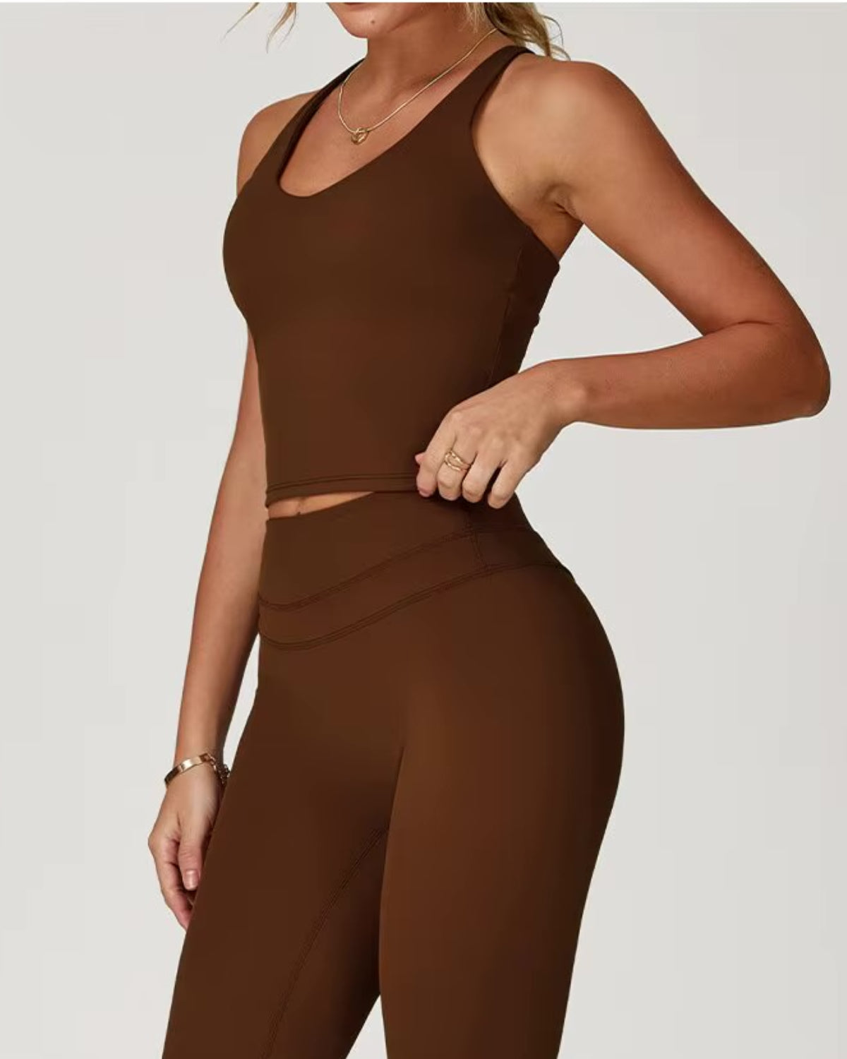 Core Sculpt Fit Set | Adjustable Straps Tank | Removable Pads | No Front Seam Leggings | Softretch® Workout Co-Ord