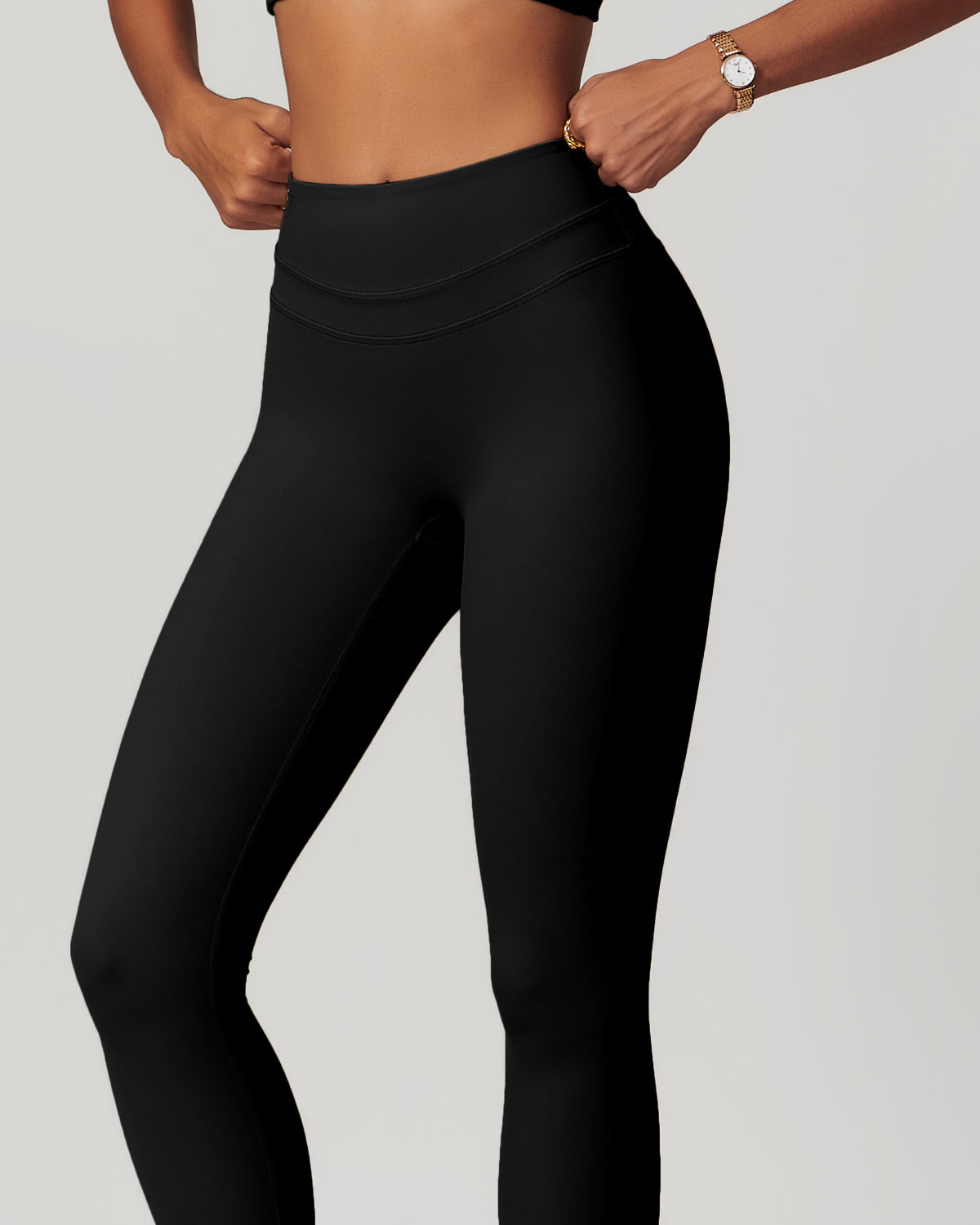 Core Sculpt Fit Set | Adjustable Straps Tank | Removable Pads | No Front Seam Leggings | Softretch® Workout Co-Ord (Black)